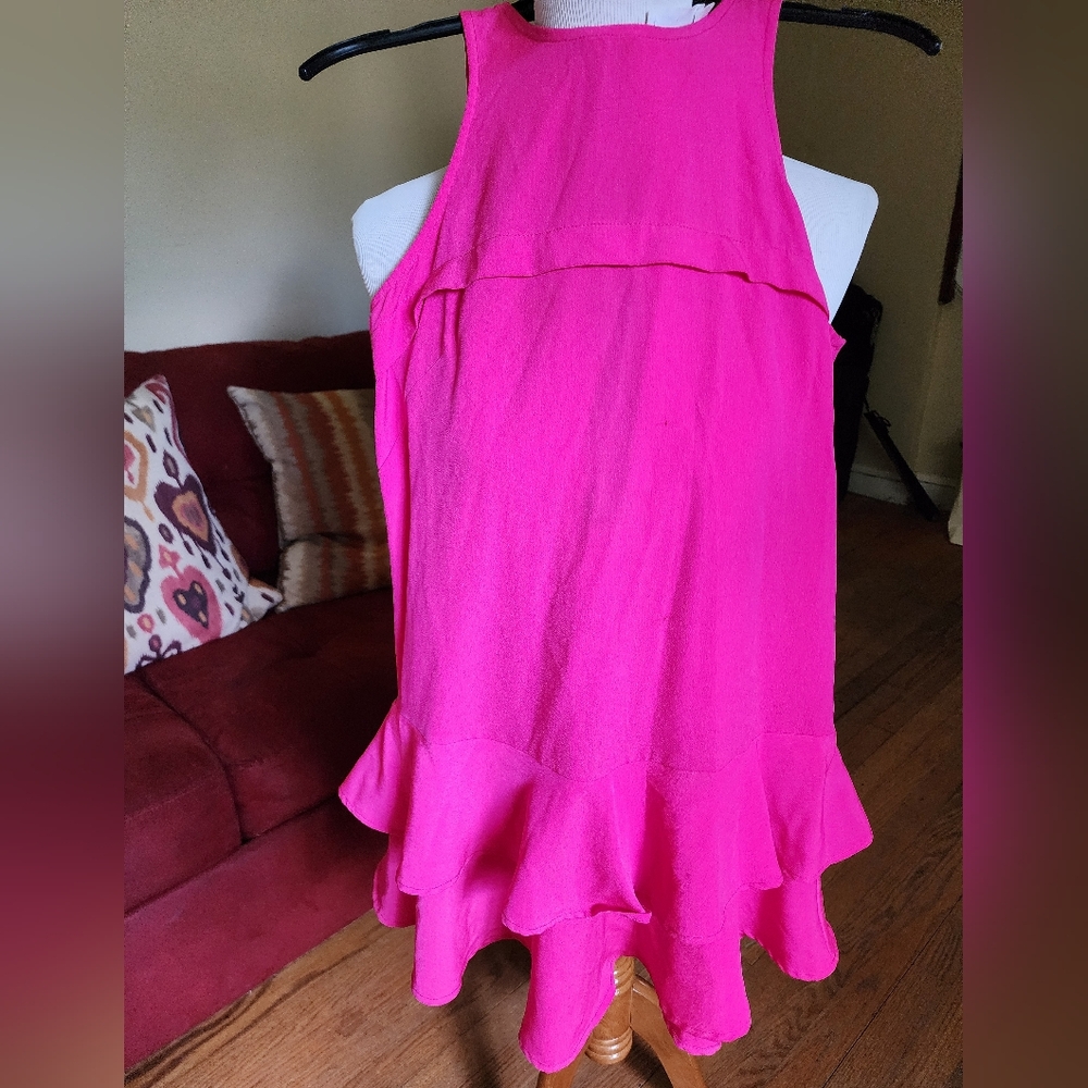 Lush Pink Halter Sundress with Ruffled Hem